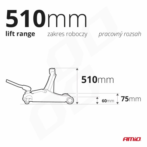 Amio - ΓΡΥΛΟΣ ΥΔΡΑΥΛΙΚΟΣ ΜΕ ΡΟΔΕΣ 3.000KG (ΥΨΟΣ 75-510mm) - 1 Τεμ. (04215/AM)