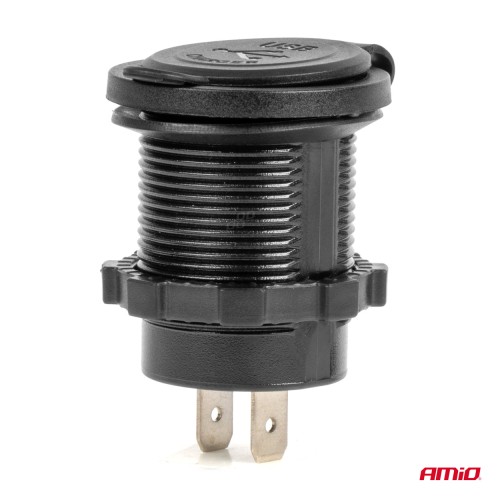 Amio - ΠΡΙΖΑ ΜΕ 2 ΘΥΡΕΣ USB ΚΑΙ ΚΑΠΑΚΙ ΜΑΥΡΗ 12/24V 3.1A ΑΔΙΑΒΡΟΧΗ ΜΕ ΜΠΛΕ LED ΦΩΣ ΕΝΔΕΙΞΗΣ - 1 ΤΕΜ. (04216/AM)