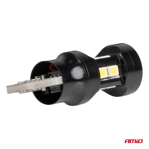 Amio - ΛΑΜΠΑΚΙΑ LED T15 W16W 12V/24V LED CAN-BUS 15xSMD 2835 ΛΕΥΚΟ ΦΩΣ 5.500K (ΣΕ ΧΡΩΜΑ ΜΑΥΡΟ) - 2 ΤΕΜ. (04245/AM)