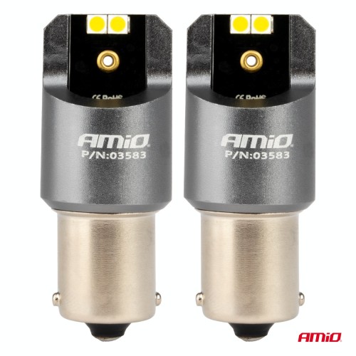 Amio - ΛΑΜΠΕΣ LED CAN-BUS P21W BA15S 12/24V 6.000K 4xSMD ΛΕΥΚΟ PRO SERIES - 2 ΤΕΜ. (03583/AM)