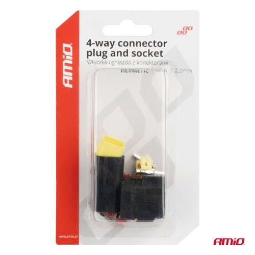 Amio - ΦΙΣΑ ΣΥΝΔΕΣΗΣ ΜΕ ΥΠΟΔΟΧΗ 4 PIN Φ2,2mm ΑΔΙΑΒΡΟΧΗ - 1 τεμ. (04348/AM)