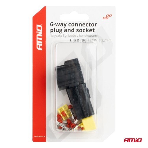 Amio - ΦΙΣΑ ΣΥΝΔΕΣΗΣ ΜΕ ΥΠΟΔΟΧΗ 6 PIN Φ2,2mm ΑΔΙΑΒΡΟΧΗ - 1 τεμ. (04349/AM)