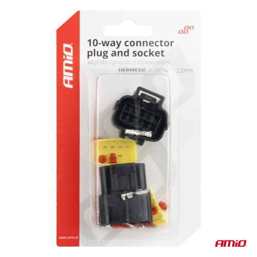 Amio - ΦΙΣΑ ΣΥΝΔΕΣΗΣ ΜΕ ΥΠΟΔΟΧΗ 10 PIN Φ2,2mm ΑΔΙΑΒΡΟΧΗ - 1 τεμ. (04351/AM)