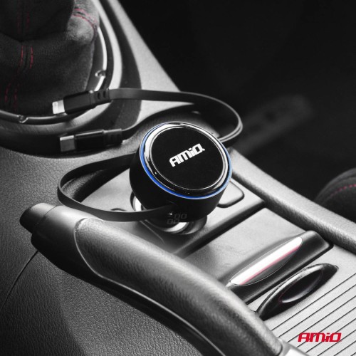 Amio - ΦΟΡΤΙΣΤΗΣ ΑΝΑΠΤΗΡΑ 12/24V ΜΕ 1ΘΥΡΑ USB-C 60W ΤΑΧΕΙΑΣ ΦΟΡΤΙΣΗΣ ΜΕ ΕΝΣΩΜΑΤΩΜΕΝΟ ΚΑΛΩΔΙΟ USB C+APPLE LIGHTING - 1 Τεμ. (04370/AM)