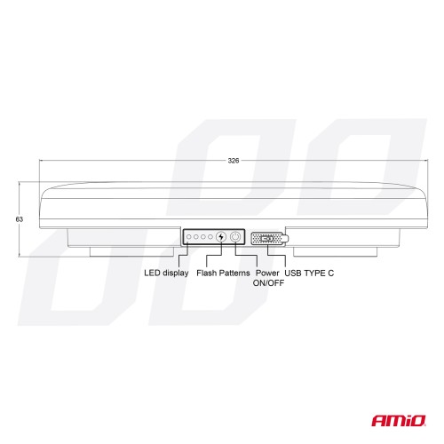 Amio - ΦΑΡΟΣ/ΣΤΡΟΜΠΟ ΜΠΑΡΑ R65 R10 12/24V 26W LED ΠΟΡΤΟΚΑΛΙ 10 ΧΡΗΣΕΩΝ ΜΕ ΜΑΓΝΗΤΙΚΗ ΒΑΣΗ 326x186x63mm - 1 ΤΕΜ. (04369/AM)
