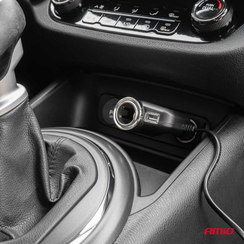 Amio - ΑΝΤΑΠΤΟΡΑΣ ΑΝΑΠΤΗΡΑ 12/24V 120W ΜΑΥΡΟΣ/3 ΘΕΣΕΙΣ/1xUSB-A/ΜΕ ΥΠΟΔΟΧΗ ΑΝΑΠΤΗΡΑ ΑΥΤΟΚΙΝΗΤΟΥ/ΚΑΛΩΔΙΟ 80cm - 1 Τεμ. (04360/AM)