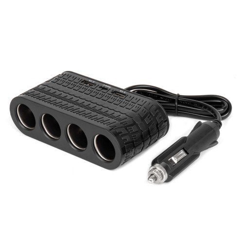 Amio - ΑΝΤΑΠΤΟΡΑΣ ΑΝΑΠΤΗΡΑ 12/24V 120W ΜΑΥΡΟΣ - 4 ΘΕΣΕΙΣ - 2xUSB-A + 1xUSB-C - ΚΑΛΩΔΙΟ 80cm - 1 Τεμ. (04367/AM)