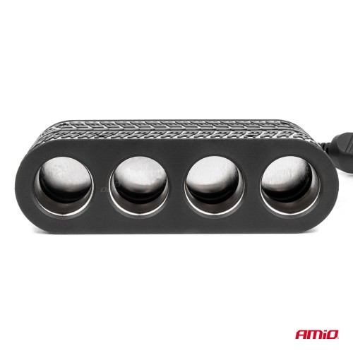 Amio - ΑΝΤΑΠΤΟΡΑΣ ΑΝΑΠΤΗΡΑ 12/24V 120W ΜΑΥΡΟΣ - 4 ΘΕΣΕΙΣ - 2xUSB-A + 1xUSB-C - ΚΑΛΩΔΙΟ 80cm - 1 Τεμ. (04367/AM)