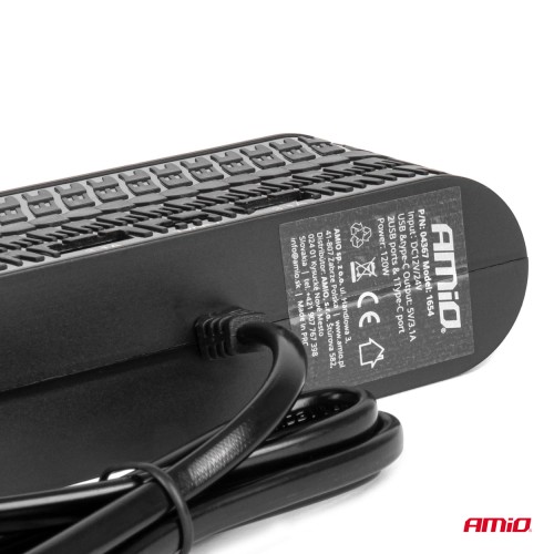 Amio - ΑΝΤΑΠΤΟΡΑΣ ΑΝΑΠΤΗΡΑ 12/24V 120W ΜΑΥΡΟΣ - 4 ΘΕΣΕΙΣ - 2xUSB-A + 1xUSB-C - ΚΑΛΩΔΙΟ 80cm - 1 Τεμ. (04367/AM)