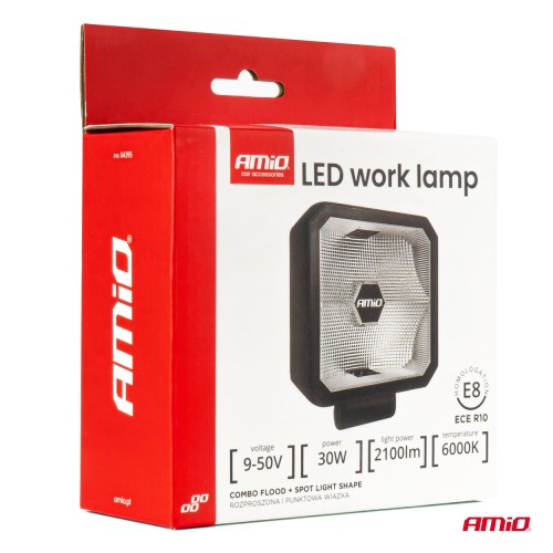 Amio - ΠΡΟΒΟΛΕΑΣ ΕΡΓΑΣΙΑΣ ΤΕΤΡΑΓΩΝΟΣ LED 30W 9>50V 3 ΧΡΗΣΕΩΝ ΛΕΥΚΟ ΦΩΣ 110x110x52mm - 1 Τεμ. (04395/AM)