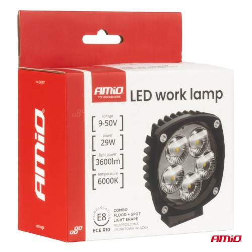 Amio - ΠΡΟΒΟΛΕΑΣ ΕΡΓΑΣΙΑΣ LED 29W 9>50V 3 ΧΡΗΣΕΩΝ ΛΕΥΚΟ ΦΩΣ 108x108x48mm - 1 Τεμ. (04397/AM)