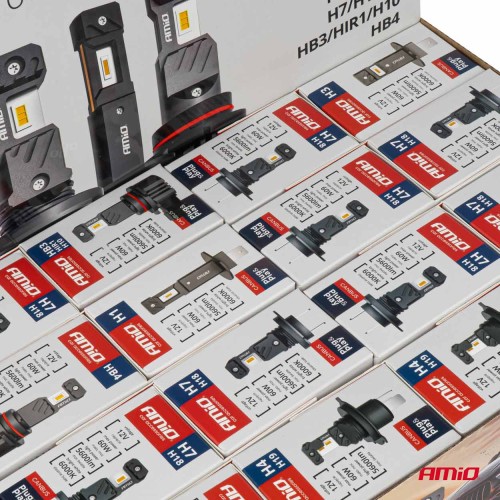 Amio - ΛΑΜΠΕΣ LED H1/H3/H4(x3)/H7(x9)/HB3/HB4 12V 60W 6.000K 5.600lm LED CAN-BUS HYBRID SERIES - ΣΕΤ 16 ΤΕΜ. (04120/AM)