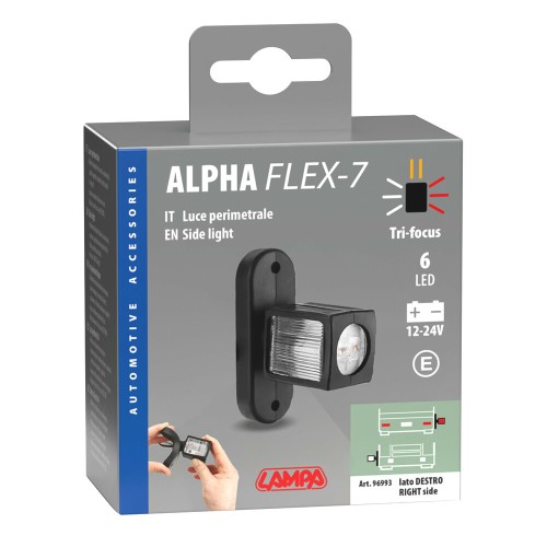 Lampa - Πλευρικός Φανός Όγκου LED Alpha Flex 7 Εύκαμπτος Δεξιός (Εμπρός/Πλάι/Πίσω) για Φορτηγά & Ρυμουλκούμενα 12-24V - 1 τεμ. (L9699.3)