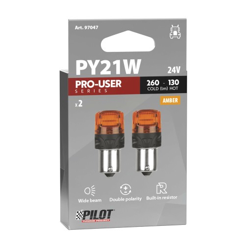 PY21W 24V BAU15s 260/130lm ΜΕ ΠΟΡΤΟΚΑΛΙ ΦΩΣ ΔΙΠΛΗΣ ΠΟΛΙΚΟΤΗΤΑΣ LED CAN-BUS PRO-USER SERIES 24V 2ΤΕΜ.
