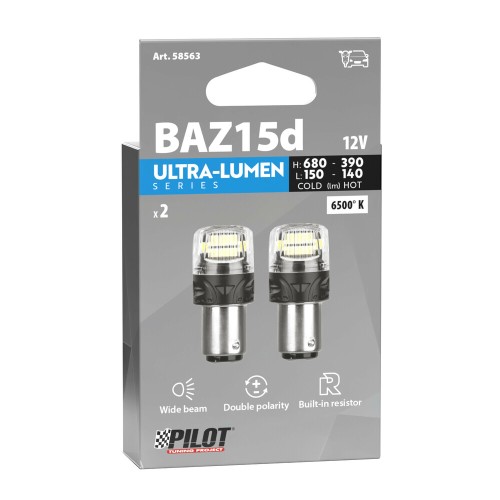 P27/7W 12V W2,5x16q 630/140+380/150lm 6.500K ΔΙΠΛΗΣ ΠΟΛΙΚΟΤΗΤΑΣ LED CAN-BUS ULTRA-LUMEN SERIES 2ΤΕΜ.