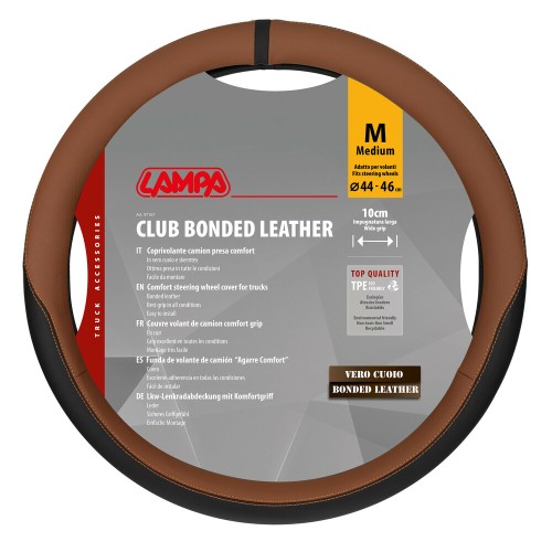 Lampa - Κάλυμμα Τιμονιού Φορτηγού Club τεχνόδερμα και Skeentex M 44-46εκ. Άοσμο Μαλακό εύκολη τοποθέτηση φαρδιά λαβή 10εκ. Καφέ - 1 τεμ. (L9716.7)