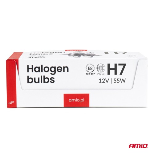 Amio Σετ Λαμπτήρων Αλογόνου H7 12V 55W με UV φίλτρο (E8) – 30 τεμ. (04399/AM)