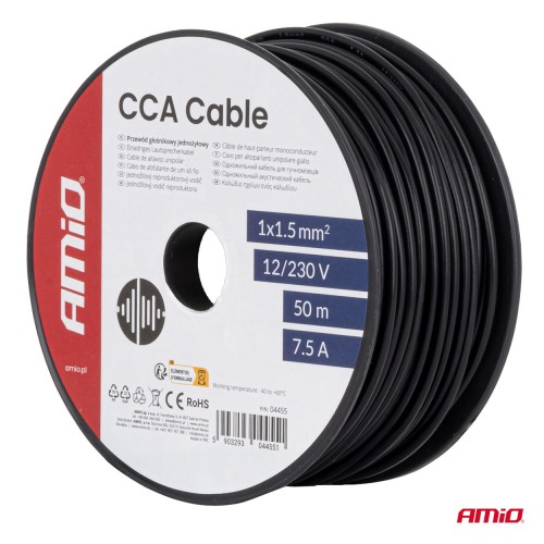 Amio - Μονόκλωνο Καλώδιο Εγκατάστασης CCA 1×1,5mm² 50m – 12/230V - 1 τεμ. (04455/AM)