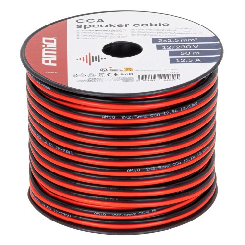 Amio - Δίδυμο Καλώδιο CCA 2×2,5mm² 50m - 1 τεμ. (04460/AM)