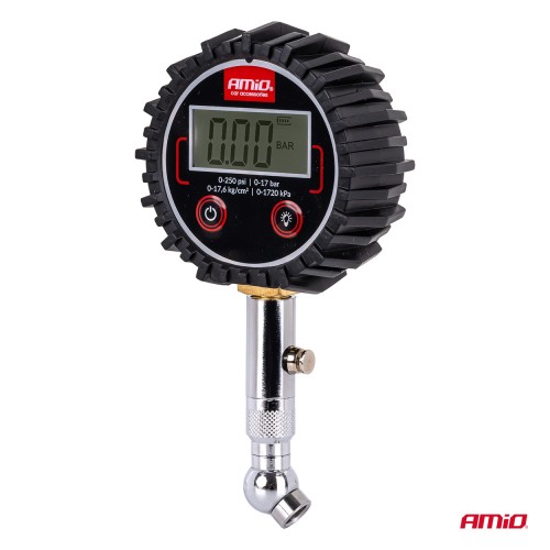 AMiO - Μετρητής Πίεσης Αέρα Ελαστικών Ψηφιακός max 17 Bar με Περιστρεφόμενη Κεφαλή και Βαλβίδα Εκτόνωσης - 1 Τεμ. (04464/AM)