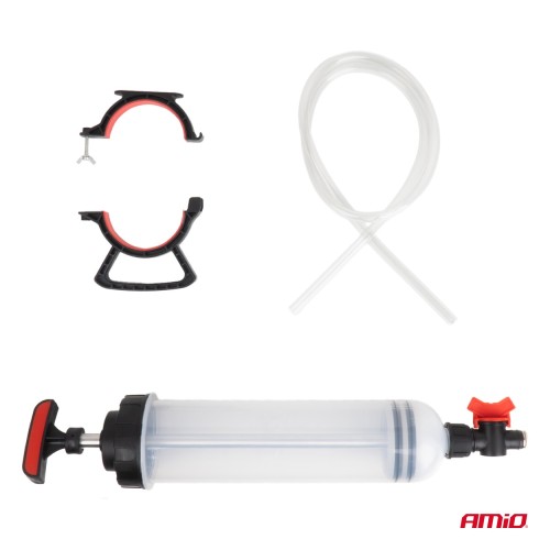 Amio - Σύριγγα αναρρόφησης & αλλαγής υγρών 1500ml με εύκαμπτο σωλήνα – Για λάδια Υγρά Φρένων & Ψυκτικά - 1 τεμ. (04278/AM)