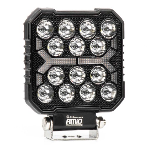 Amio - LED Λάμπα Εργασίας 42W 4200lm 6500K με Προειδοποιητικό Φως (Λευκό + Κίτρινο) – 9–36V Spot Αλουμινένια - 1 τεμ. - (04418/AM)