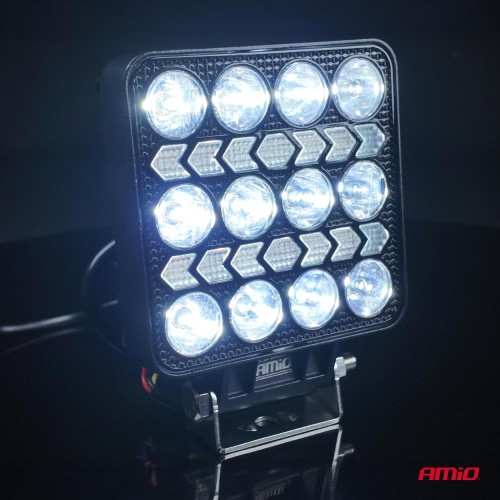 Amio - LED Λάμπα Εργασίας 36W 3600lm 6500K με Προειδοποιητικό Φως – 9–36V (Λευκό + Κίτρινο) Spot Αλουμινένια - 1 τεμ. - (04419/AM)