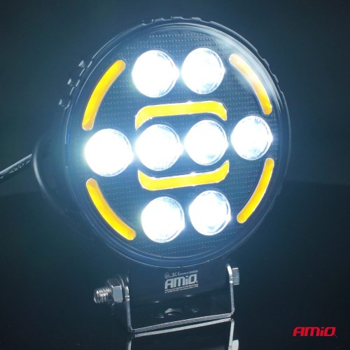 Amio - Προβολέας Εργασίας LED AWL80 SPOT 48W 2400lm με Λευκό + Κίτρινο φώς προειδοποίησης  9/36V - 1 τεμ. (04424/AM)