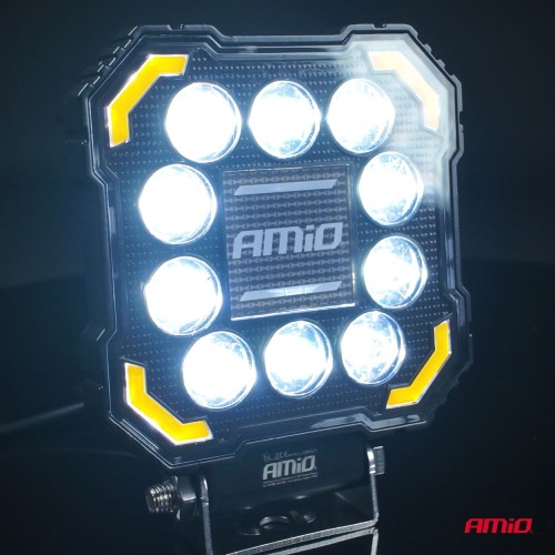 Amio - Προβολέας Εργασίας LED AWL81 SPOT 48W 3000lm 6500K με Κίτρινο φώς προειδοποίησης & φωτιζόμενο Logo - 1 τεμ. (04425/AM)