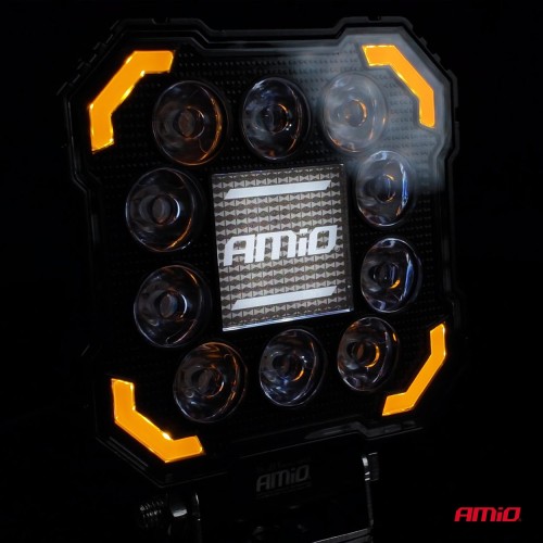 Amio - Προβολέας Εργασίας LED AWL81 SPOT 48W 3000lm 6500K με Κίτρινο φώς προειδοποίησης & φωτιζόμενο Logo - 1 τεμ. (04425/AM)