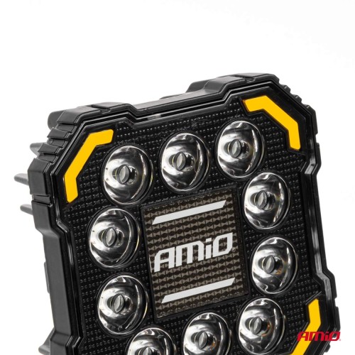 Amio - Προβολέας Εργασίας LED AWL81 SPOT 48W 3000lm 6500K με Κίτρινο φώς προειδοποίησης & φωτιζόμενο Logo - 1 τεμ. (04425/AM)