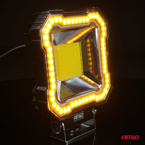 Amio - Προβολέας Εργασίας LED AWL82 FLOOD 48W 3600lm 6500K με σταθερή Κίτρινη LED μπάρα – 9–36V - 1 τεμ. (04426/AM)