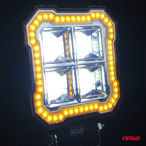 Amio - Προβολέας Εργασίας LED AWL84 FLOOD 48W 4800lm 6500K με σταθερή Κίτρινη LED μπάρα – 9–36V - 1 τεμ. (04428/AM)