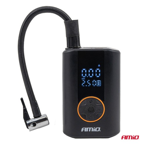Amio - Φορητό Κομπρεσέρ με Μπαταρία ACOMP-25 40W έως 10 bar με Οθόνη LED & Φακό – USB-C - 1 Τεμ. (04414/AM)