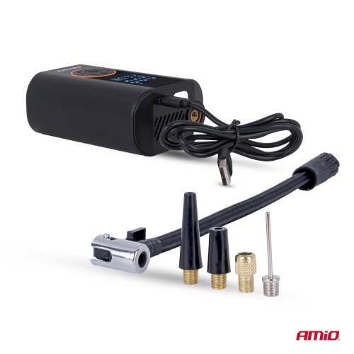 Amio - Φορητό Κομπρεσέρ με Μπαταρία ACOMP-25 40W έως 10 bar με Οθόνη LED & Φακό – USB-C - 1 Τεμ. (04414/AM)