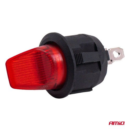 Amio - Διακόπτης Μοχλός 12V 20A με Κόκκινο Φωτισμό – Για Οχήματα & Βιομηχανικές Εφαρμογές - 1 τεμ. (04438/AM)