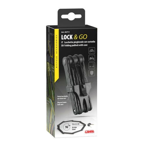 Lampa - Πτυσσόμενη Κλειδαριά Ποδηλάτου Lock & Go 96 cm με Θήκη & 2 Κλειδιά - 1 τεμ. (9371.1-LB)