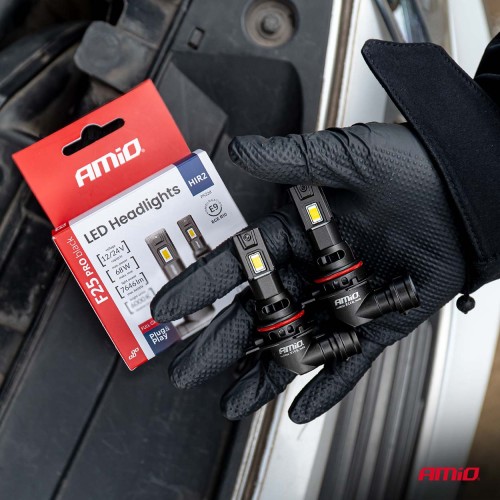 Amio - Λαμπτήρες LED F25 PRO Black Edition HIR2 (9012) 68W 12-24V Full CAN Bus με Φωτεινότητα 7646lm σε Ψυχρό Λευκό 6000K για Επιβατικά Αυτοκίνητα & Φορτηγά - Σετ 2 τεμ. (04724/AM)