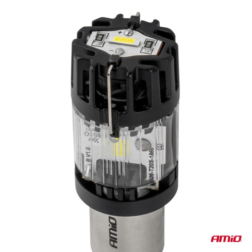 Amio - Λαμπτήρας LED τύπου P21W βάση BA15s τάση λειτουργίας 12V απόδοσης 66W (4800lm) LumiTec Series FULL CANBUS Μονοπολικό CSP 6500K Plug & Play για Επιβατικά Αυτοκίνητα - 1 τεμ. (04688/AM)