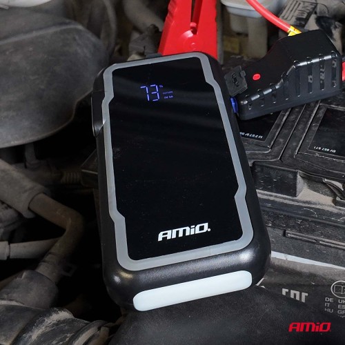 Amio - Φορητός Εκκινητής Μπαταρίας 3 σε 1 τύπου Jump Starter με Φως LED και Powerbank τάση λειτουργίας 12V απόδοσης 12Ah 800-1600A για Επιβατικά Αυτοκίνητα - 1 τεμ. (04678/AM)