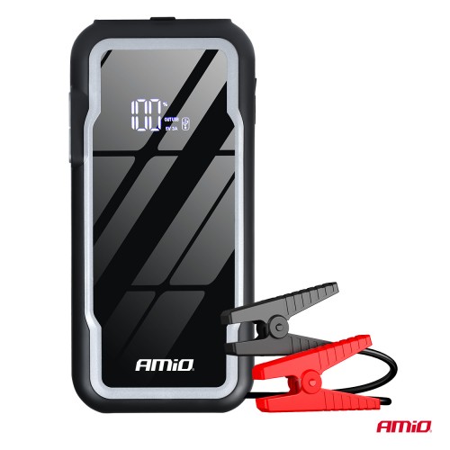 Amio - Φορητός Εκκινητής Μπαταρίας 3 σε 1 τύπου Jump Starter με Φως LED και Powerbank τάση λειτουργίας 12V απόδοσης 12Ah 800-1600A για Επιβατικά Αυτοκίνητα - 1 τεμ. (04678/AM)