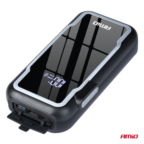 Amio - Φορητός Εκκινητής Μπαταρίας 3 σε 1 τύπου Jump Starter με Φως LED και Powerbank τάση λειτουργίας 12V απόδοσης 12Ah 800-1600A για Επιβατικά Αυτοκίνητα - 1 τεμ. (04678/AM)