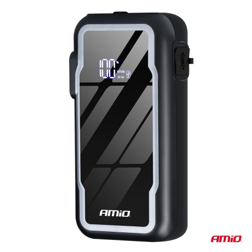 Amio - Φορητός Εκκινητής Μπαταρίας 3 σε 1 τύπου Jump Starter με Φως LED και Powerbank τάση λειτουργίας 12V απόδοσης 12Ah 800-1600A για Επιβατικά Αυτοκίνητα - 1 τεμ. (04678/AM)