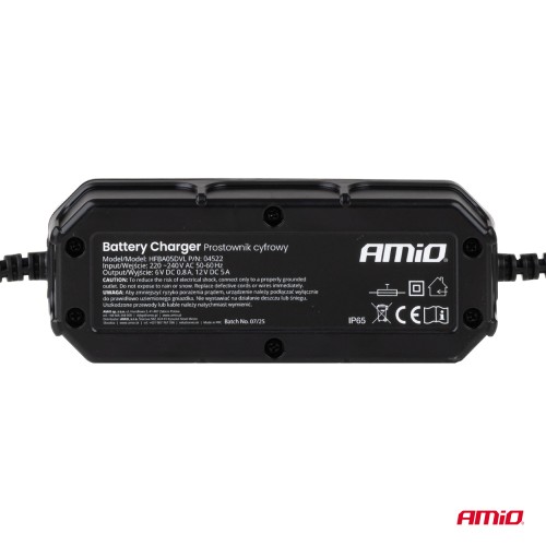 Amio - Φορτιστής Μπαταρίας Ψηφιακός DBC-5A SLA FLP τάση λειτουργίας 6/12V ένταση ρεύματος 5A για Επιβατικά Αυτοκίνητα και Μοτοσυκλέτες - 1 τεμ. (04522/AM)