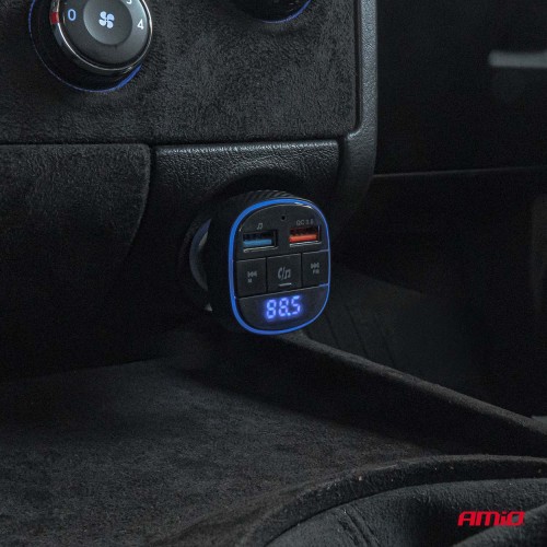 Amio - FM Transmitter Αναπτήρα τύπου FMT01 τάση λειτουργίας για Επιβατικά Αυτοκίνητα και Φορτηγά με 2xUSB Type-A για Επιβατικά Αυτοκίνητα και Φορτηγά - 1 τεμ. (04648/AM)