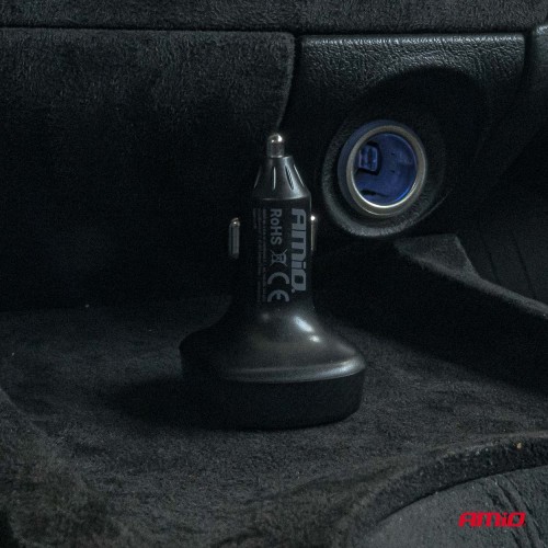 Amio - FM Transmitter Αναπτήρα τύπου FMT01 τάση λειτουργίας για Επιβατικά Αυτοκίνητα και Φορτηγά με 2xUSB Type-A για Επιβατικά Αυτοκίνητα και Φορτηγά - 1 τεμ. (04648/AM)