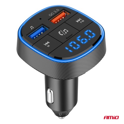 Amio - FM Transmitter Αναπτήρα τύπου FMT01 τάση λειτουργίας για Επιβατικά Αυτοκίνητα και Φορτηγά με 2xUSB Type-A για Επιβατικά Αυτοκίνητα και Φορτηγά - 1 τεμ. (04648/AM)