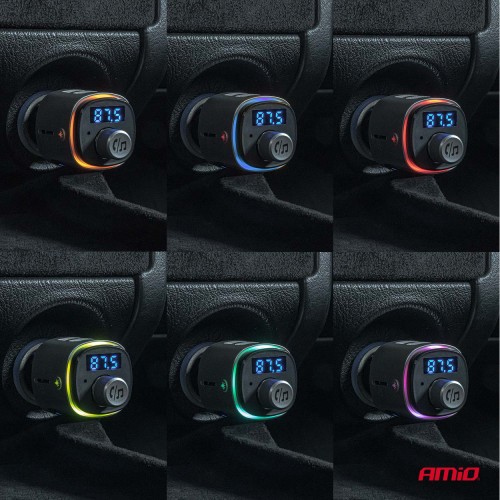 Amio - FM Transmitter Αυτοκινήτου 12/24V με 2xUSB Type-A και Υποδοχή microSD - 1 τεμ. (04654/AM)