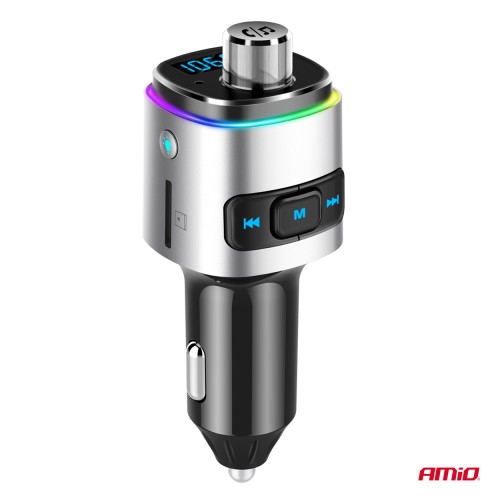 Amio - FM Transmitter Αυτοκινήτου 12/24V με 2xUSB Type-A και Υποδοχή microSD - 1 τεμ. (04654/AM)