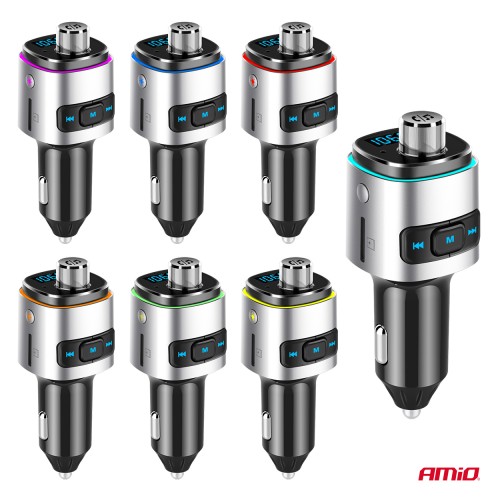 Amio - FM Transmitter Αυτοκινήτου 12/24V με 2xUSB Type-A και Υποδοχή microSD - 1 τεμ. (04654/AM)